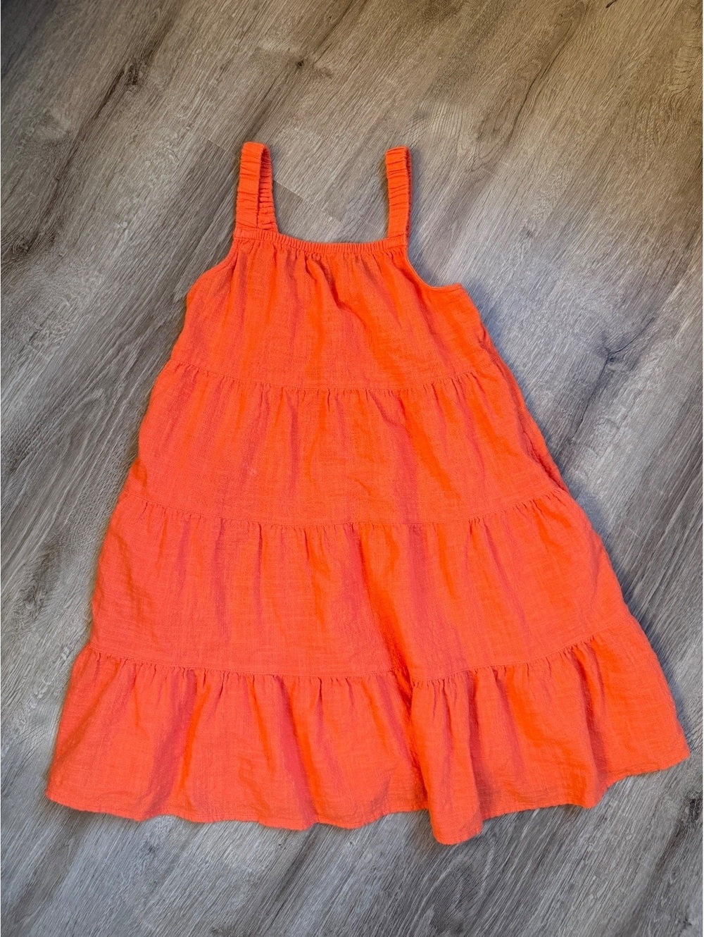 Cat & Jack Girls Coral Orange Tiered Cotton Dress Size M (8)